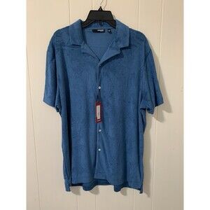Murano Mens Size XL Jewels of Jaipur Short Sleeve Shirt Textured Button Teal NWT